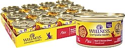 Wellness Complete Health Adult Beef & Chicken Formula Grain-Free Canned Cat Food, 3-oz, case of 24