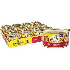 Wellness Complete Health Adult Beef & Chicken Formula Grain-Free Canned Cat Food, 3-oz, case of 24