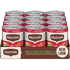Nutrish Real Beef & Pumpkin Canned Dog Food, 13-oz, case of 12 (Rachael Ray)