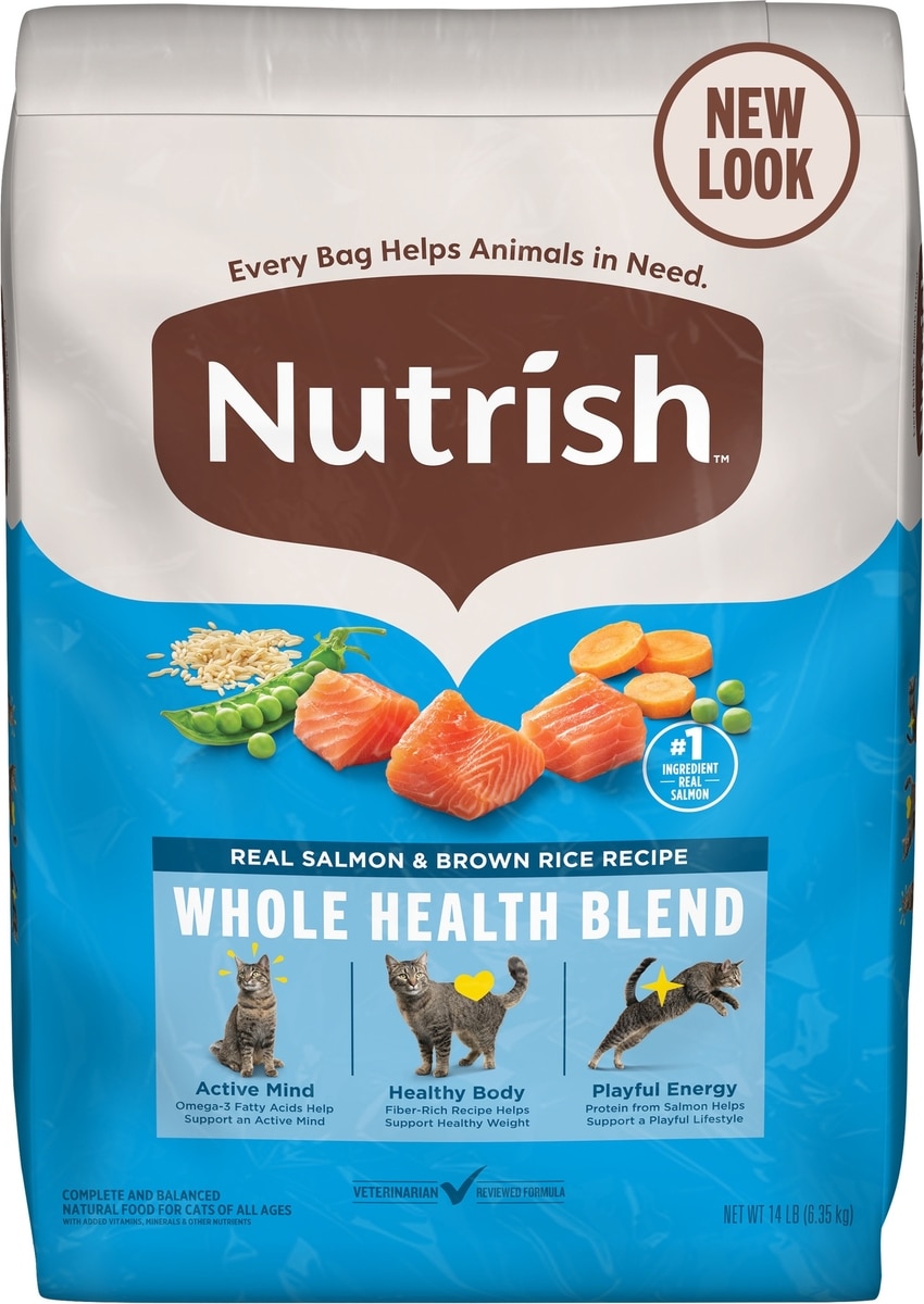 NUTRISH Whole Health Blend Salmon Brown Rice Recipe Dry Cat Food
