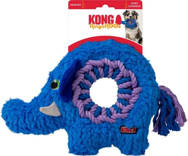 KONG Ringaroos Elephant Dog Toy, Blue, Medium