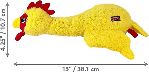 Show full view: KONG Scruffs Chicken Dog Toy, Yellow, Medium/Large slide 2 of 4