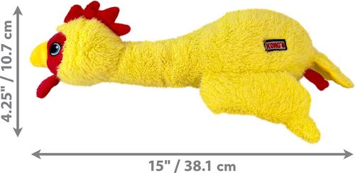 Show full view: KONG Scruffs Chicken Dog Toy, Yellow, Medium/Large slide 2 of 4