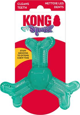 Show full view: KONG Squeezz Dental Roller Bone Dog Toy, Green, X-Small/Small slide 3 of 4
