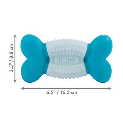 Show full view: KONG Goomz Dental Bone Dog Toy, Teal, Medium/Large slide 2 of 5