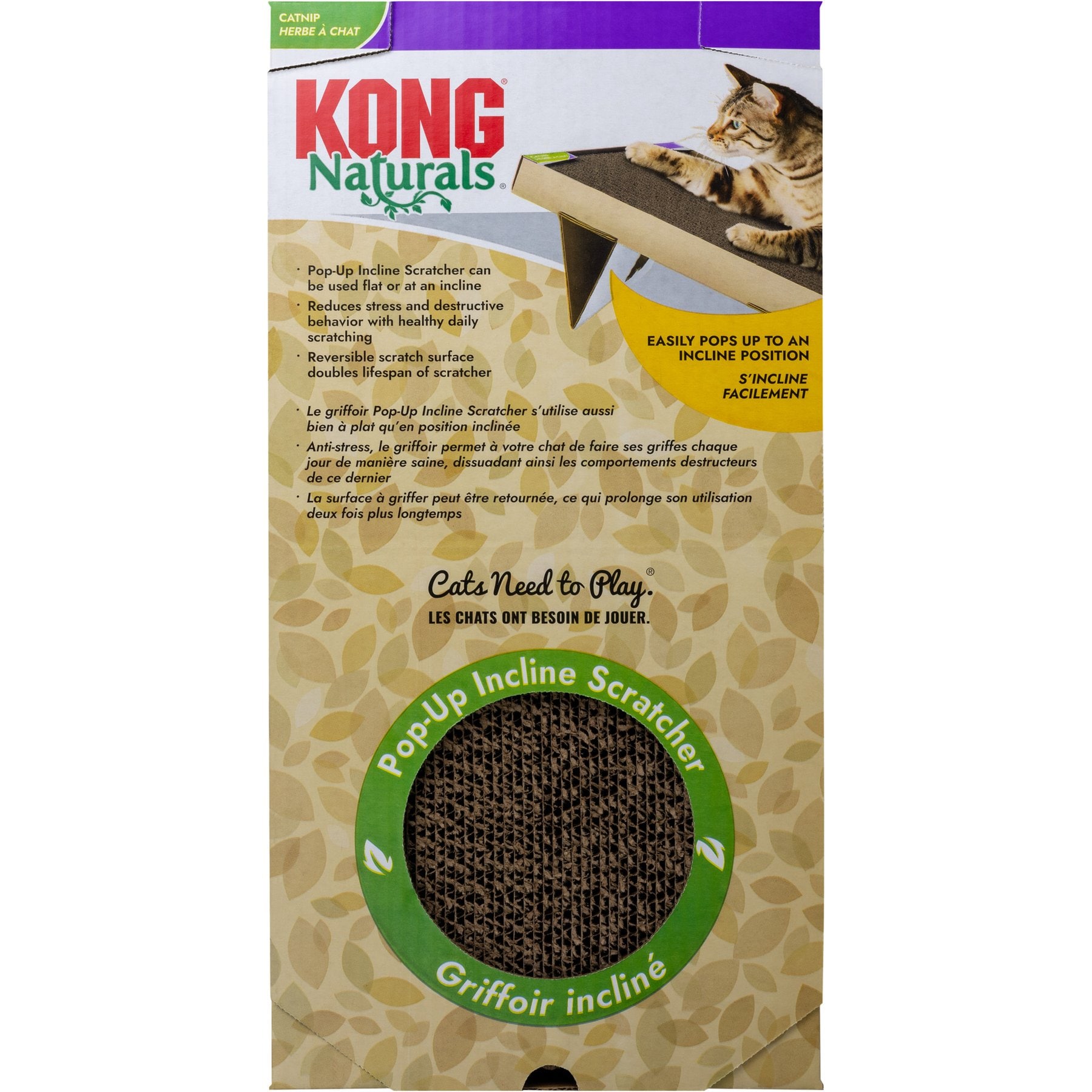 KONG Naturals Pop-Up Incline Scratcher Cat Toy, Brown, One Size