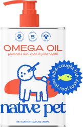 Native Pet Omega-3 Fish Oil & Alaskan Salmon Oil Skin & Coat Health Supplement for Dogs, 32-fl oz bottle