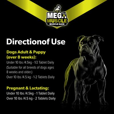 Show full view: PetBeing Mega Muscle Muscle Gain 2-in-1 Daily Booster & Multivitamin Chewable Tablets for Dogs, 60 count slide 7 of 9