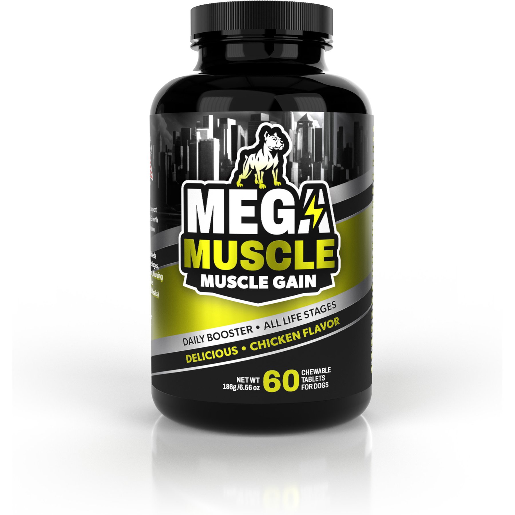 PetBeing Mega Muscle Muscle Gain 2-in-1 Daily Booster & Multivitamin Chewable Tablets for Dogs, 60 count
