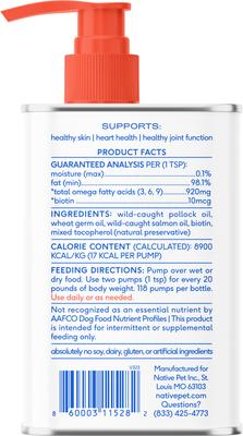 Show full view: Native Pet Omega-3 Fish Oil & Alaskan Salmon Oil Skin & Coat Health Supplement for Dogs, 32-fl oz bottle slide 3 of 10