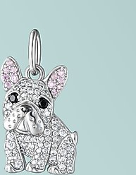 Scamper & Co White French Bulldog Sterling Silver CZ Charm