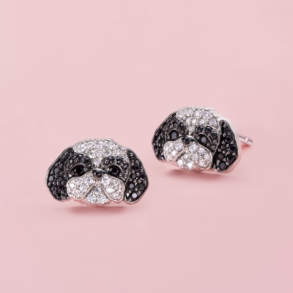 Scamper & Co French Bulldog Sterling Silver Stud Earrings