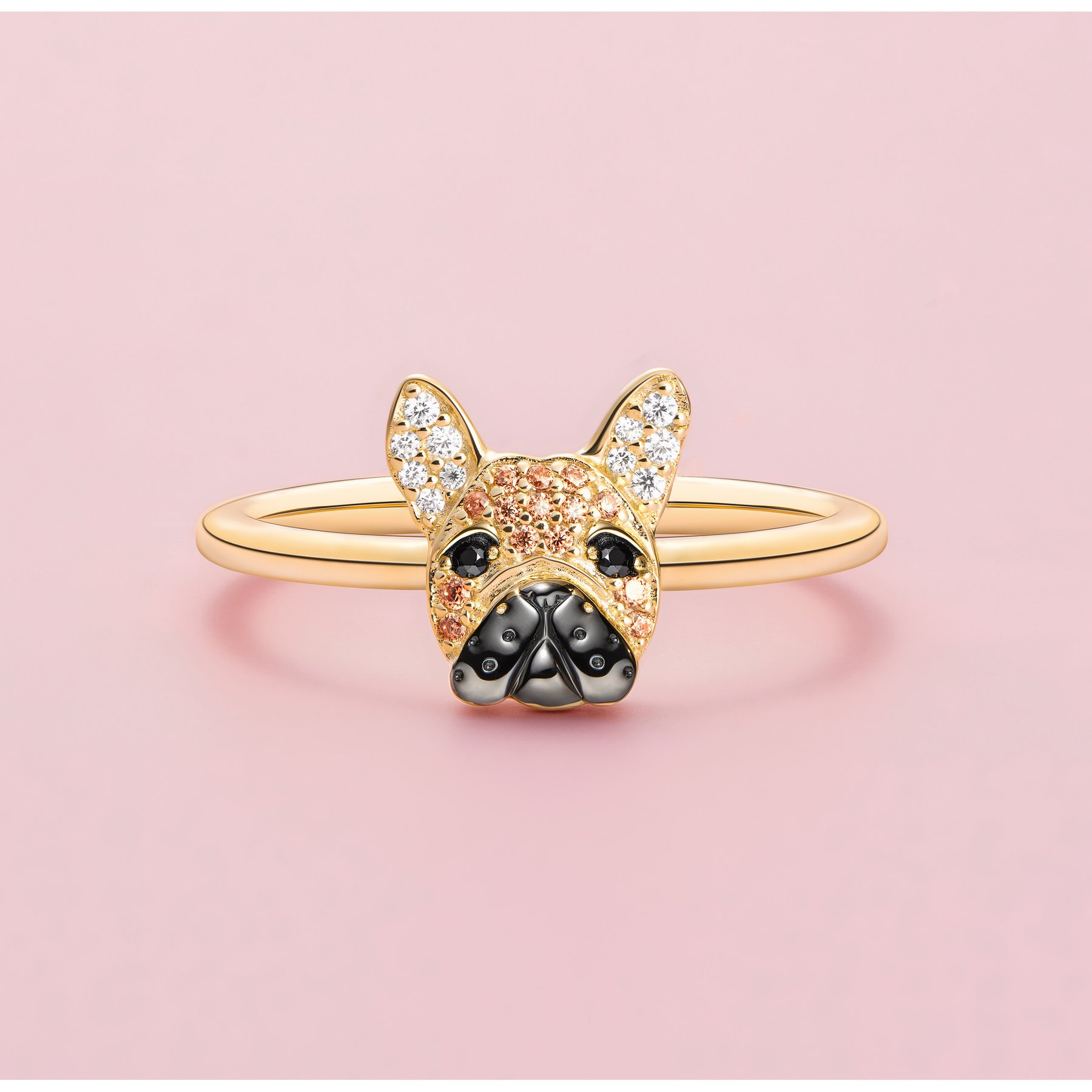 Scamper & Co French Bulldog Sterling Silver Ring, 7