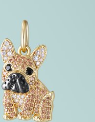 Scamper & Co Gold French Bulldog Sterling Silver CZ Charm