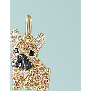 Scamper & Co Gold French Bulldog Sterling Silver CZ Charm