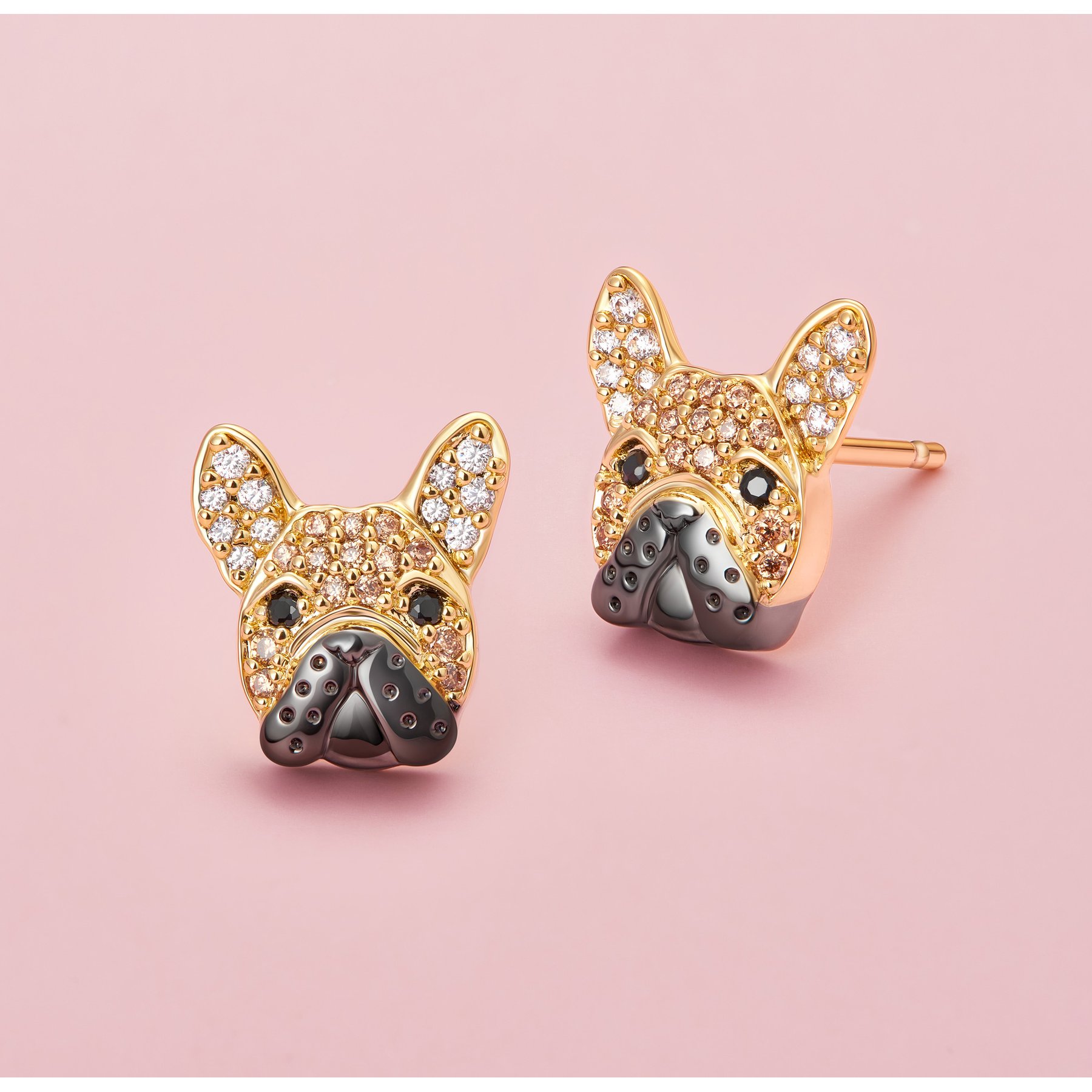 Scamper & Co French Bulldog Sterling Silver Stud Earrings