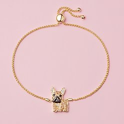 Scamper & Co Gold French Bulldog Sterling Silver Bolo Bracelet