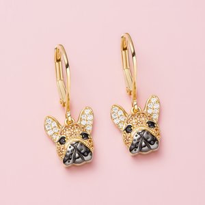 Scamper & Co French Bulldog Sterling Silver Dangle Earrings