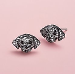 Scamper & Co Dark Gray Labrador Retriever Sterling Silver Stud Earrings