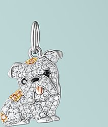 Scamper & Co English Bulldog Sterling Silver CZ Charm