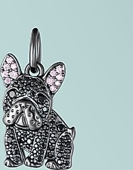 Scamper & Co Black French Bulldog Sterling Silver CZ Charm