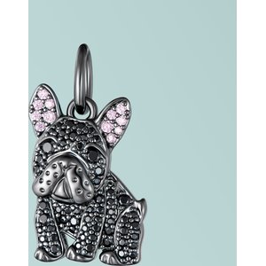 Scamper & Co Black French Bulldog Sterling Silver CZ Charm