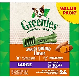 Greenies Sweet Potato Natural Large Dental Dog Treats, 24 count