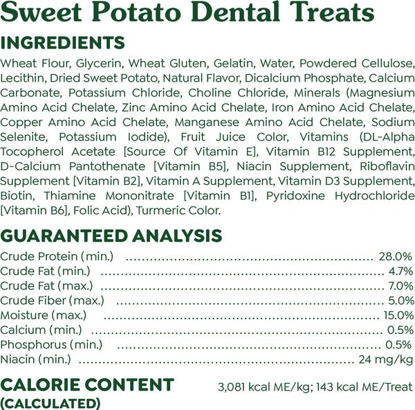 Greenies Sweet Potato Natural Large Dental Dog Treats