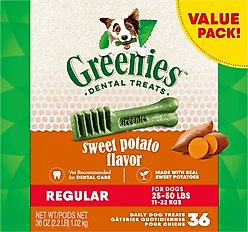 Greenies Regular Sweet Potato Natural Dental Dog Treats, 36 count