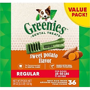Greenies Regular Sweet Potato Natural Dental Dog Treats, 36 count