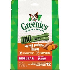 Greenies Regular Sweet Potato Natural Dental Dog Treats, 12 count