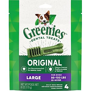 Greenies Large Natural Original Chicken Flavor Dental Dog Treats, 4 count
