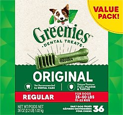 Greenies Regular Natural Original Chicken Flavor Dental Dog Treats, 36 count