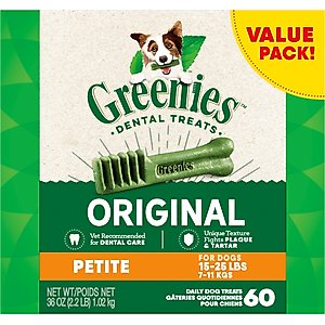 Greenies Petite Original Chicken Flavor Dental Dog Treats, 60 count