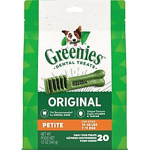 Greenies Petite Natural Original Chicken Flavor Dental Dog Treats, 20 count