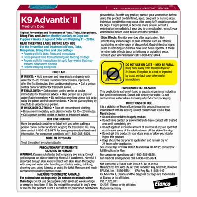 Show full view: K9 Advantix II Flea & Tick Spot Treatment, 11-20 lbs, 2 Doses (2-mos. supply) + Pet Protect Fast Acting Calming Supplement for Dogs, 60 count slide 3 of 9