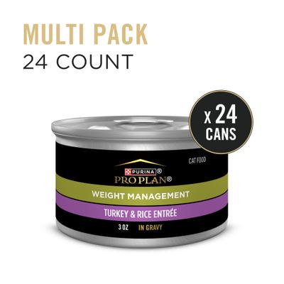 Show full view: Purina Pro Plan Weight Management Turkey & Rice Entree in Gravy Wet Cat Food, 3-oz can, case of 24 slide 3 of 11
