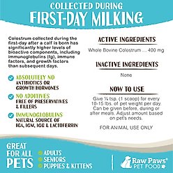 Raw Paws Bovine Colostrum Supplement Powder for Dogs & Cats, 5-oz slide 2 of 7