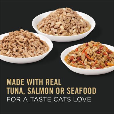 Show full view: Purina Pro Plan High Protein Complete Essentials Seafood Favorites Variety Pack Wet Cat Food, 3-oz can, case of 24 slide 3 of 10