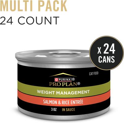 Show full view: Purina Pro Plan Weight Management Salmon & Rice Entree in Sauce Wet Cat Food, 3-oz can, case of 24 slide 3 of 11