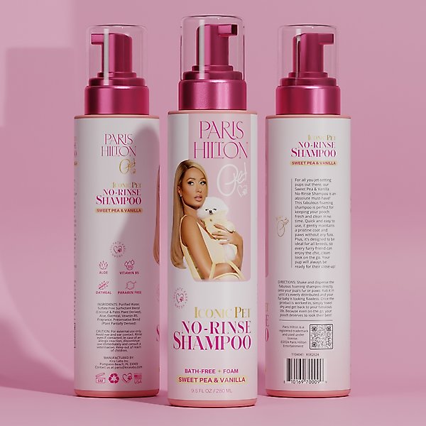 Show full view: Paris Hilton Pet Iconic Sweet Pea & Vanilla No-Rinse Dog Shampoo, 9.5-fl oz bottle slide 2 of 8