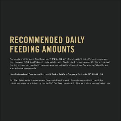 Show full view: Purina Pro Plan Weight Management Salmon & Rice Entree in Sauce Wet Cat Food, 3-oz can, case of 24 slide 10 of 11