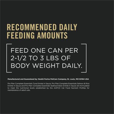 Show full view: Purina Pro Plan High Protein Complete Essentials Seafood Favorites Variety Pack Wet Cat Food, 3-oz can, case of 24 slide 9 of 10