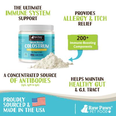 Show full view: Raw Paws Bovine Colostrum Supplement Powder for Dogs & Cats, 5-oz slide 3 of 9