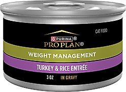 Purina Pro Plan Weight Management Turkey & Rice Entree in Gravy Wet Cat Food, 3-oz can, case of 24