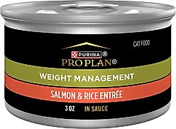 Purina Pro Plan Weight Management Salmon & Rice Entree in Sauce Wet Cat Food, 3-oz can, case of 24