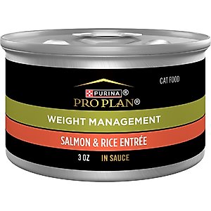 Purina Pro Plan Weight Management Salmon & Rice Entree in Sauce Wet Cat Food, 3-oz can, case of 24