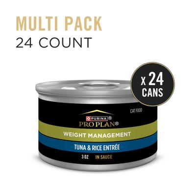 Show full view: Purina Pro Plan Weight Management Tuna & Rice Entree in Sauce Wet Cat Food, 3-oz can, case of 24 slide 3 of 11