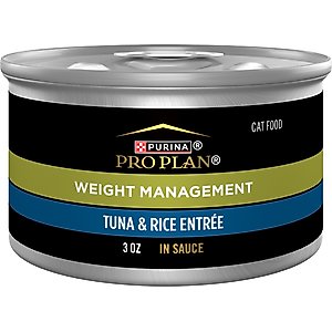Purina Pro Plan Weight Management Tuna & Rice Entree in Sauce Wet Cat Food, 3-oz can, case of 24