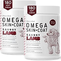 Chew + Heal Savory Lamb Omega Skin & Coat Supplement for Dogs, 360 count